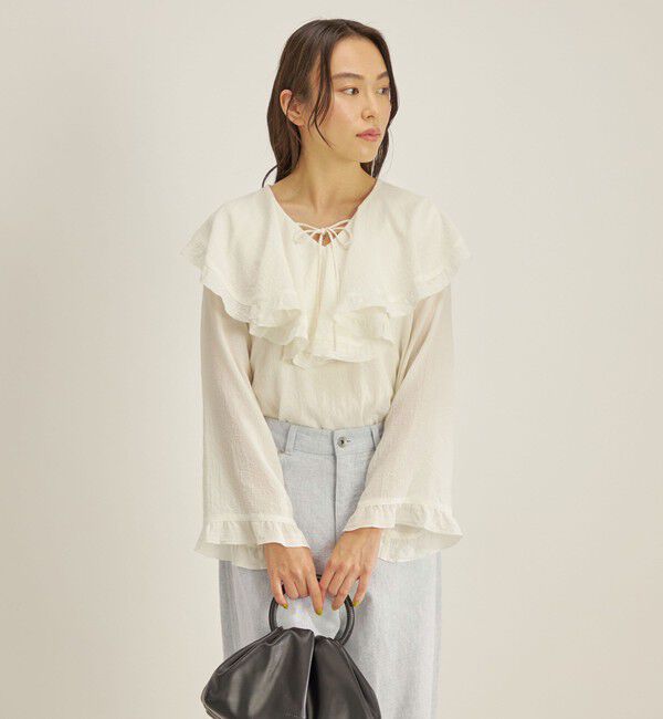 SHIPS for women「〈手洗い可能〉スムージーリップ ラッフル ブラウス ◇」|シャツ・ブラウス|