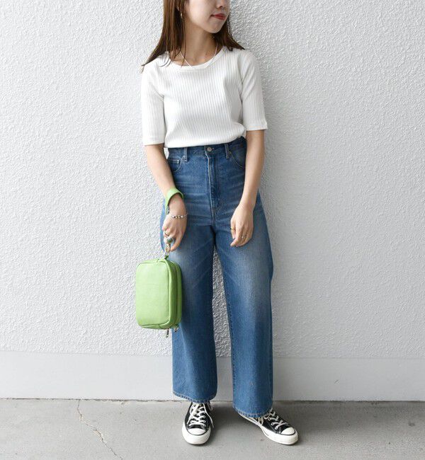 SHIPS any「SHIPS any:〈洗濯機可能〉テレコ リブ ハーフスリーブ TEE」|Tシャツ・カットソー|