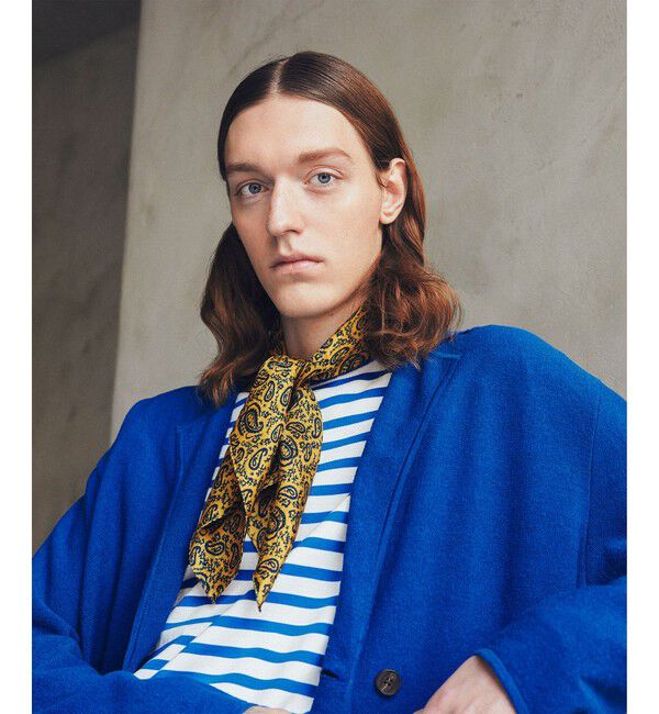 SHIPS「BATEAUX DE SHIPS: シルク プリント スカーフ」|バンダナ・スカーフ|イエロー