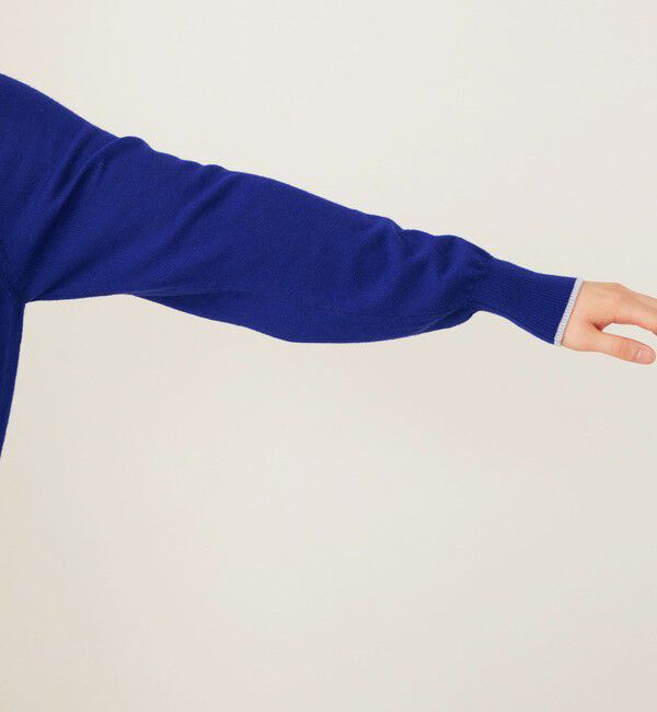 quaranciel「quaranciel:〈手洗い可能〉ウール バイカラー ライン クルーネック カーディガン」|カーディガン|