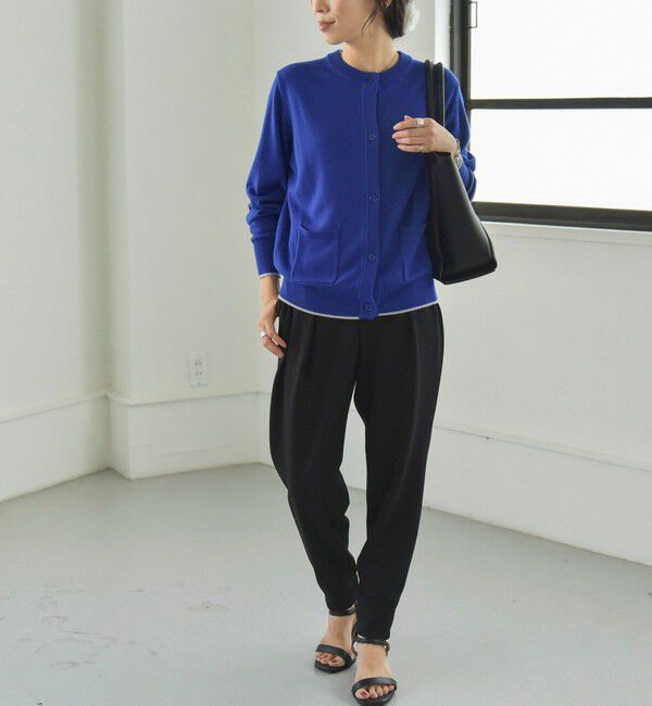 quaranciel「quaranciel:〈手洗い可能〉ウール バイカラー ライン クルーネック カーディガン」|カーディガン|