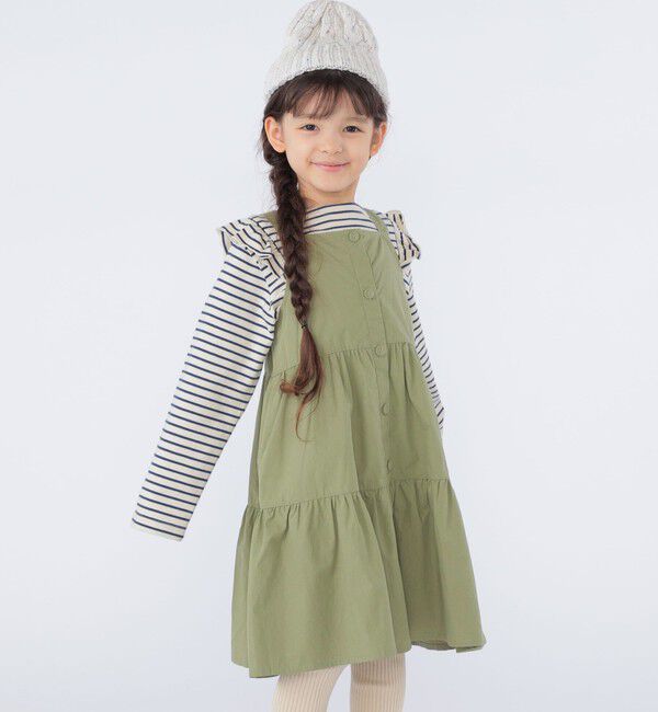 SHIPS KIDS「SHIPS KIDS:100～130cm / コットン ジャンパー スカート」|ジャンパースカート|ライトオリーブ