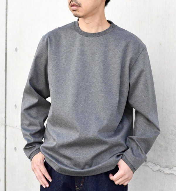 SHIPS any「SHIPS any: スムースコットン クルーネック Tシャツ (ロンT)◆」|Tシャツ・カットソー|チャコールグレー