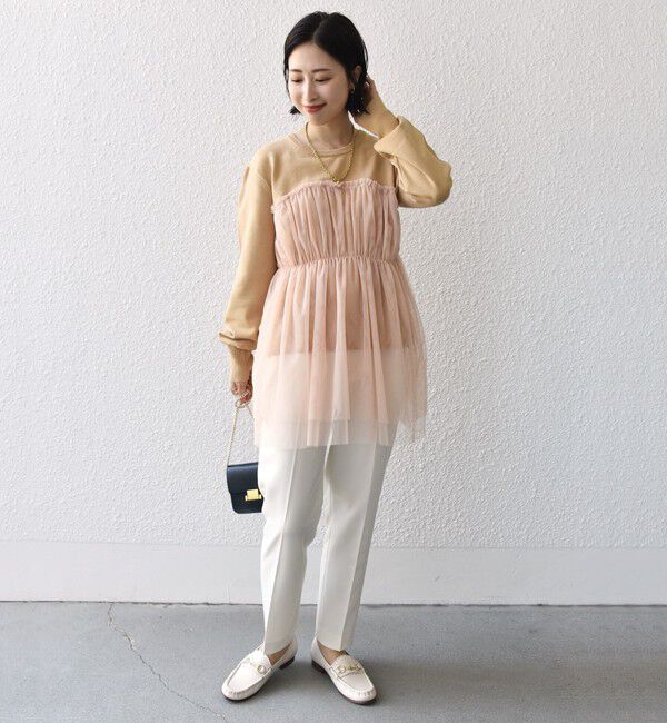 SHIPS for women「* 〈手洗い可能〉チュール ドッキング ニット ◇」|ニット・セーター|