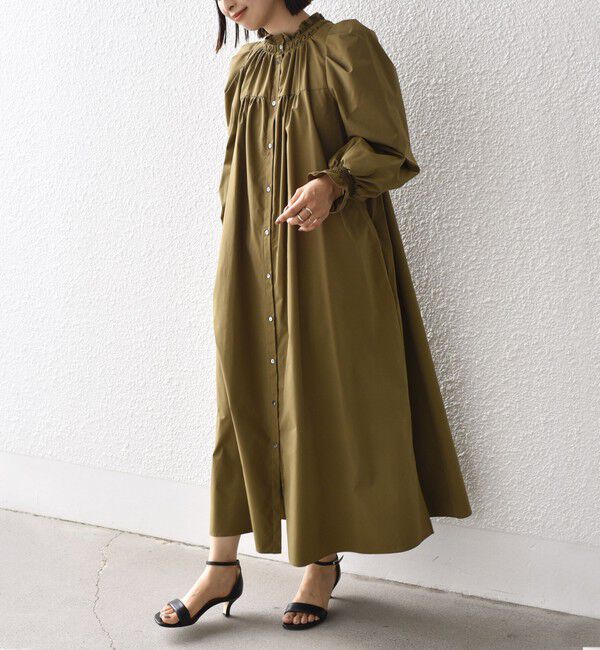 SHIPS for women「little black:〈手洗い可能〉前後 2WAY ボリューム ショルダー ワンピース」|ワンピース|