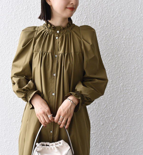 SHIPS for women「little black:〈手洗い可能〉前後 2WAY ボリューム ショルダー ワンピース」|ワンピース|