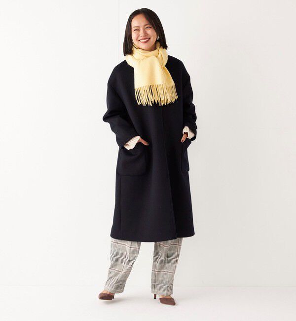 SHIPS Colors 「SHIPS Colors:ウール ノーカラー バック プリーツ コート」|ノーカラーコート|