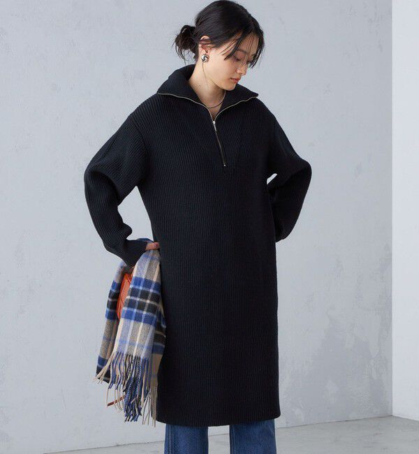SHIPS for women「〈手洗い可能〉片畦編み ハーフ ジップ ワンピース」|ワンピース|