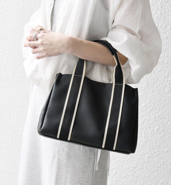 SHIPS any「【WEB限定】SHIPS any: ライン テープ ハンドル トート バッグ」|ハンドバッグ|