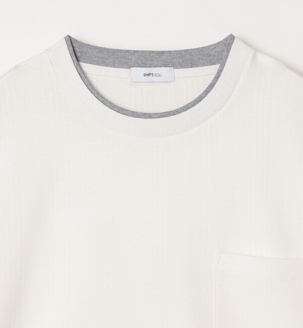 SHIPS any「【WEB限定】SHIPS any: ジャカード フェイクレイヤード ポケット Tシャツ◇」|Tシャツ・カットソー|