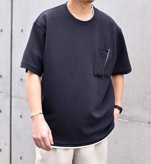 SHIPS any「【WEB限定】SHIPS any: ジャカード フェイクレイヤード ポケット Tシャツ◇」|Tシャツ・カットソー|