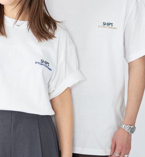 SHIPS「【WEB限定】SHIPS: STYLISH STANDARD ロゴ 刺繍 Tシャツ」|Tシャツ・カットソー|ホワイト
