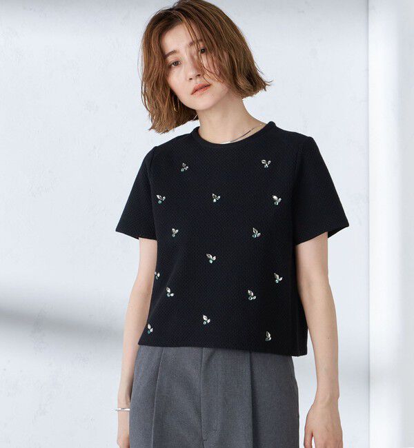 SHIPS for women「【WEB限定】〈手洗い可能〉ハイツイスト コットン ビジュー カノコ ニット」|プルオーバー|