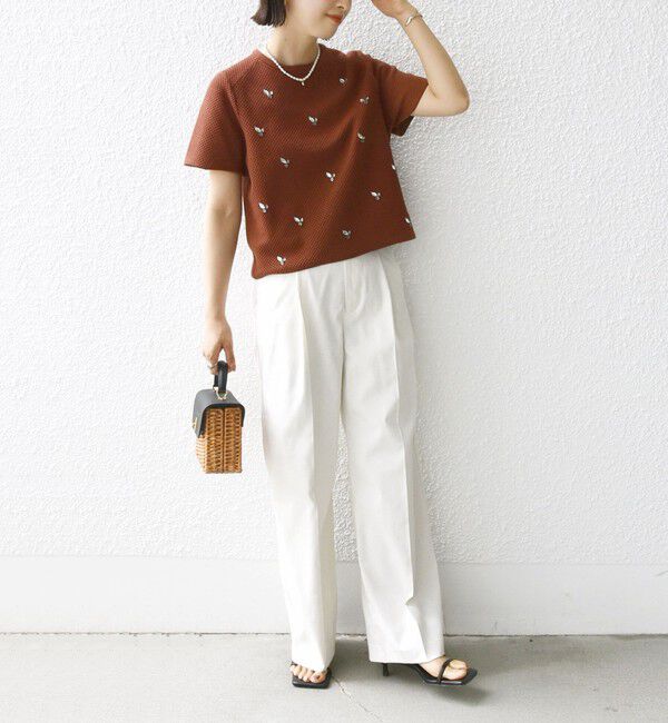 SHIPS for women「【WEB限定】〈手洗い可能〉ハイツイスト コットン ビジュー カノコ ニット」|プルオーバー|