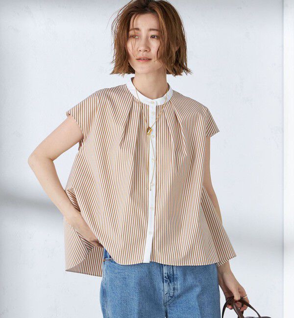 SHIPS for women「〈手洗い可能〉裾 フレア フレンチ スリーブ ブラウス」|シャツ・ブラウス|