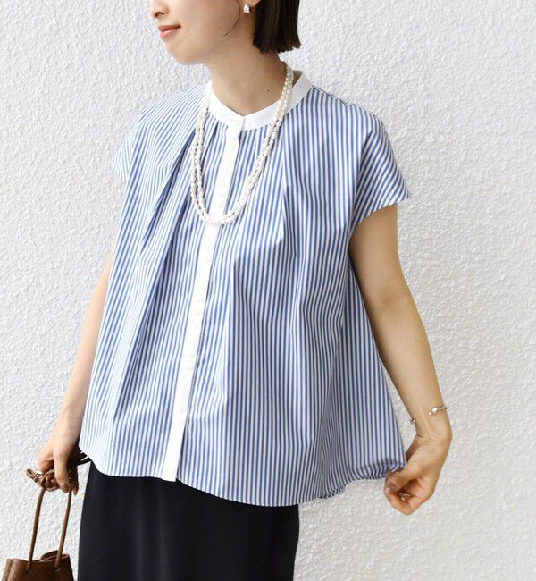 SHIPS for women「〈手洗い可能〉裾 フレア フレンチ スリーブ ブラウス」|シャツ・ブラウス|