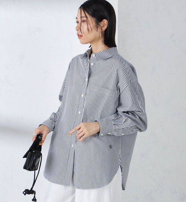 SHIPS for women「〈洗濯機可能〉ピンオックス 刺繍 オーバー シャツ」|シャツ・ブラウス|