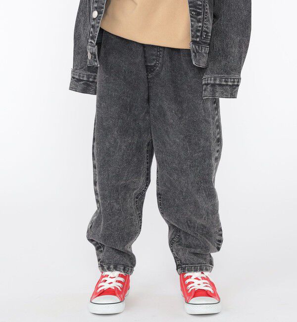 SHIPS KIDS「SHIPS KIDS:100～130cm / ジャージー ライク デニム パンツ」|デニム|ブラック