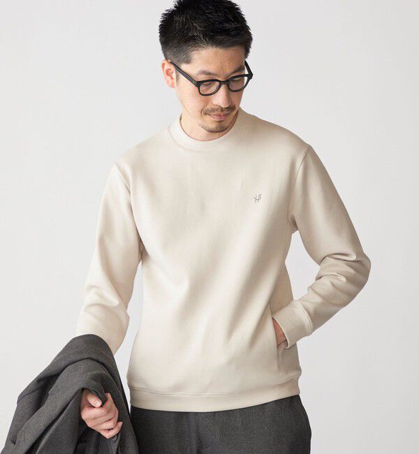 SHIPS「【WEB限定】SHIPS: テレワーク ビズ ワンポイントロゴ ハイゲージ ダブルニット スウェット」|スウェット・ジャージ|ベージュ