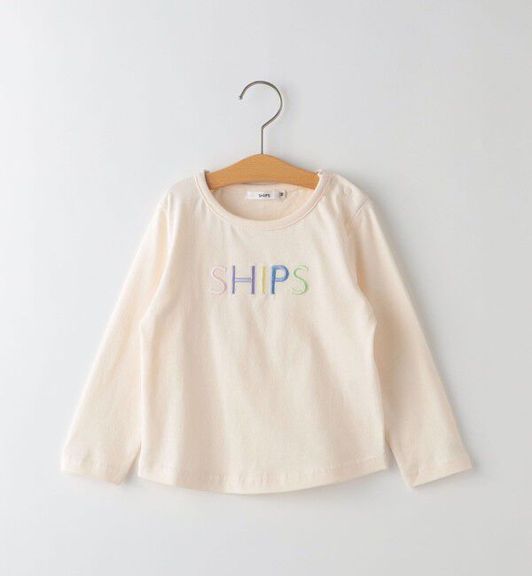 SHIPS KIDS「SHIPS KIDS:80～90cm / SHIPS ロゴ 長袖 TEE」|Tシャツ・カットソー|オフホワイト