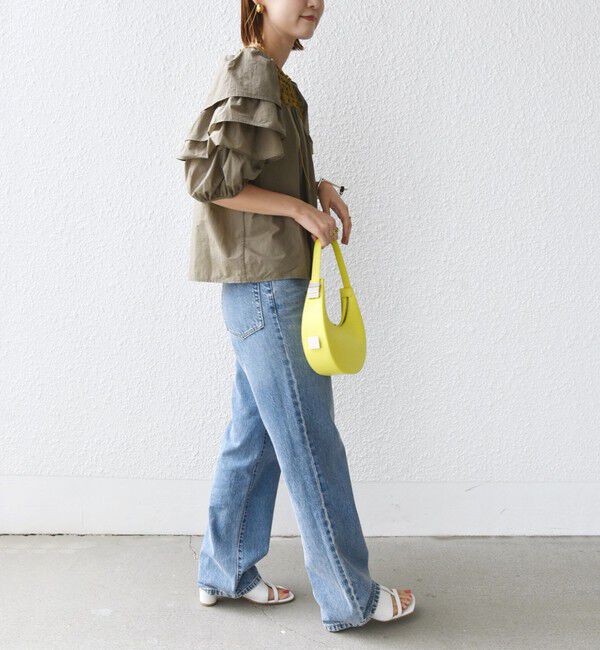 SHIPS for women「【WEB限定】〈手洗い可能〉ドット ジャカード コンビ フリル ブラウス」|シャツ・ブラウス|