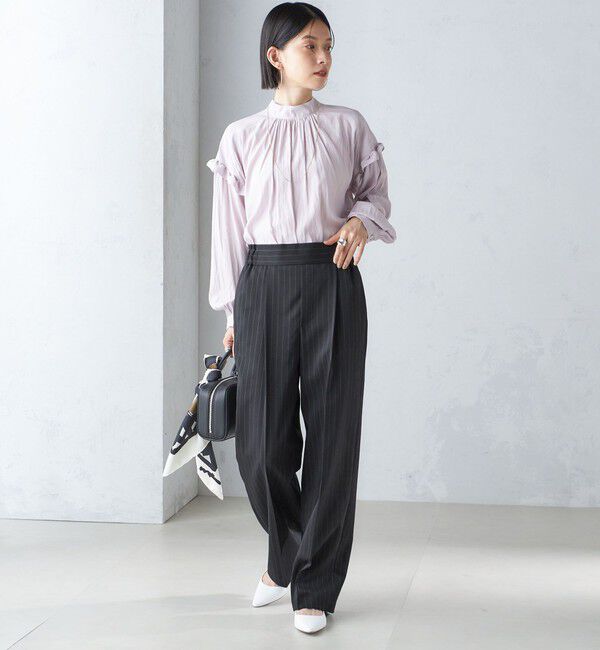 SHIPS for women「〈手洗い可能〉ストライプ ツイル ストレート パンツ」|スラックス|