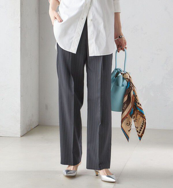 SHIPS for women「〈手洗い可能〉ストライプ ツイル ストレート パンツ」|スラックス|
