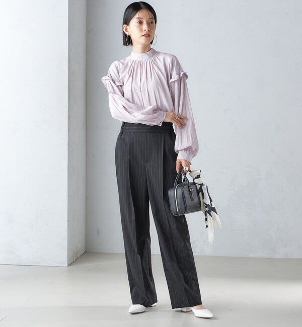 SHIPS for women「〈手洗い可能〉ストライプ ツイル ストレート パンツ」|スラックス|