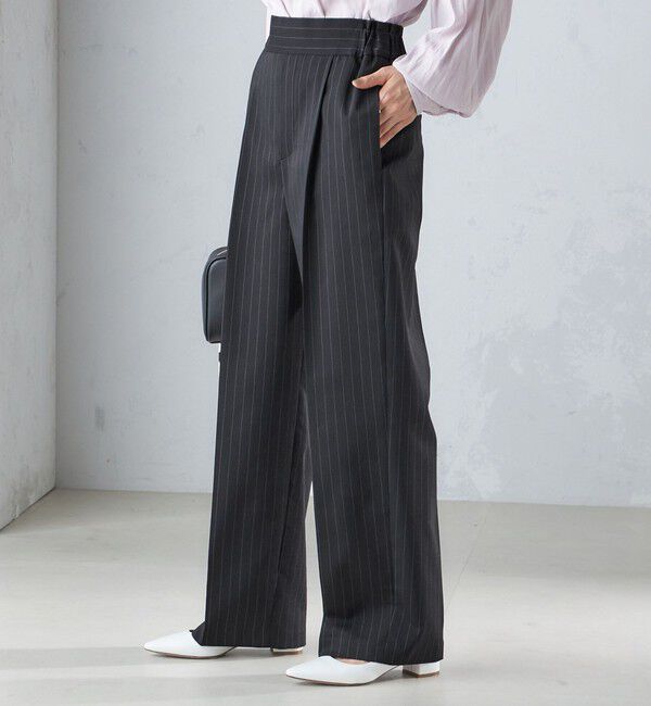 SHIPS for women「〈手洗い可能〉ストライプ ツイル ストレート パンツ」|スラックス|