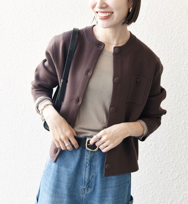 SHIPS any「《一部追加予約》SHIPS any: ミラノリブ ノーカラー ニット ジャケット カーディガン」|カーディガン|