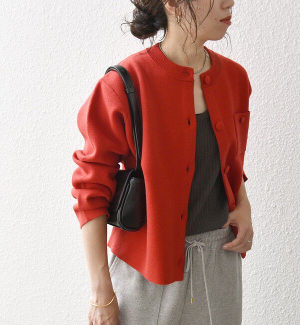 SHIPS any「《一部追加予約》SHIPS any: ミラノリブ ノーカラー ニット ジャケット カーディガン」|カーディガン|