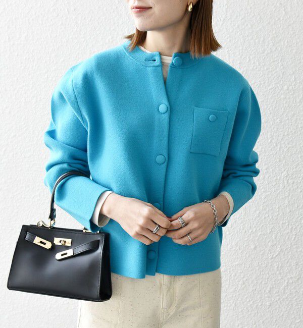 SHIPS any「《一部追加予約》SHIPS any: ミラノリブ ノーカラー ニット ジャケット カーディガン」|カーディガン|