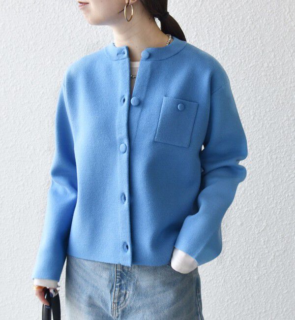 SHIPS any「《一部追加予約》SHIPS any: ミラノリブ ノーカラー ニット ジャケット カーディガン」|カーディガン|