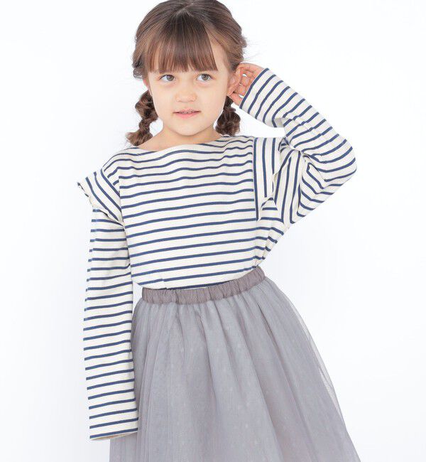 SHIPS KIDS「SHIPS KIDS:100～130cm / オーガニック コットン フリル プルオーバー」|Tシャツ・カットソー|