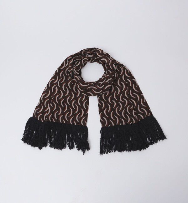 SHIPS「【SHIPS別注】Stefano Cau: シルク フリンジ ストール ウェーブ」|ストール|ブラウン