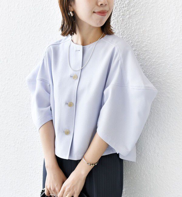 SHIPS for women「【WEB限定】〈洗濯機可能〉リネンライク ランタン袖 ジャケット」|シャツ・ブラウス|ライラック