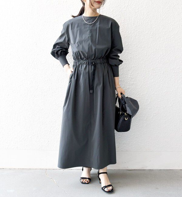 SHIPS any「SHIPS any:〈洗濯機可能〉タイプライター ベルト ギャザー ロング ワンピース」|ワンピース|