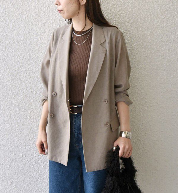 SHIPS Colors 「SHIPS Colors:〈手洗い可能〉シアー リネンライク ダブルジャケット◇」|テーラードジャケット|