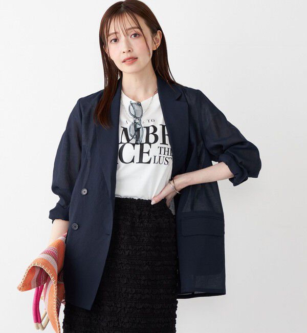 SHIPS Colors 「SHIPS Colors:〈手洗い可能〉シアー リネンライク ダブルジャケット◇」|テーラードジャケット|