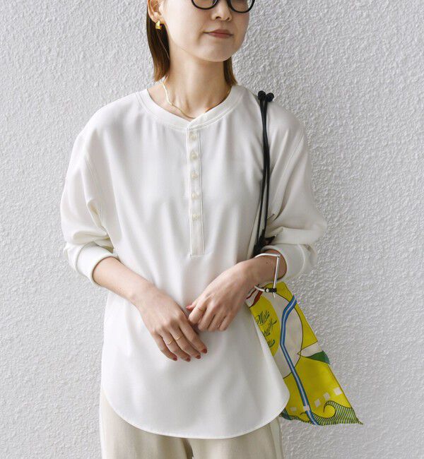 SHIPS for women「〈手洗い可能〉前後 2WAY ジョーゼット 袖リブ プルオーバー」|シャツ・ブラウス|