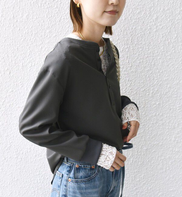 SHIPS for women「〈手洗い可能〉前後 2WAY ジョーゼット 袖リブ プルオーバー」|シャツ・ブラウス|