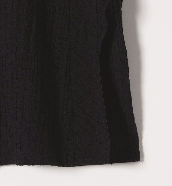 quaranciel「quaranciel:〈洗濯機可能〉スタンドカラー シアー フリル ハーフスリーブ ブラウス」|シャツ・ブラウス|