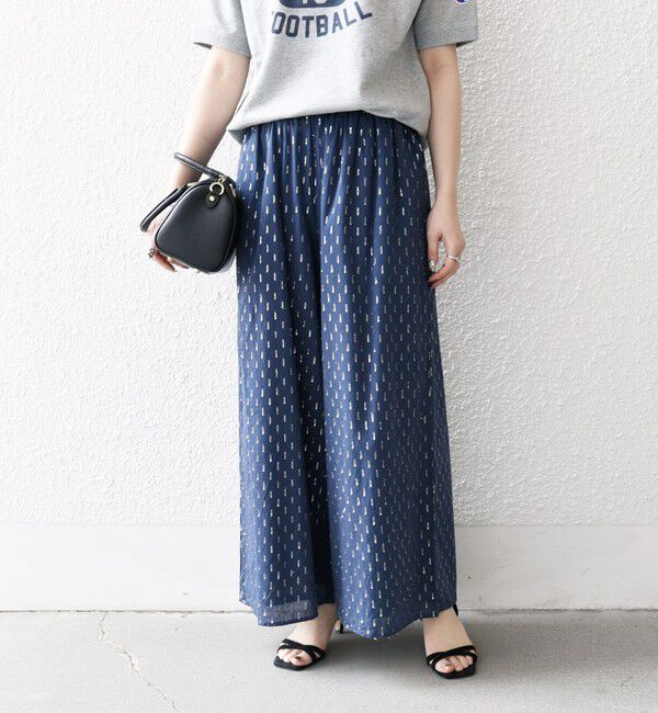 SHIPS any「SHIPS any:〈洗濯機可能〉ラメ ドビー ギャザー ワイド パンツ」|その他|ネイビー