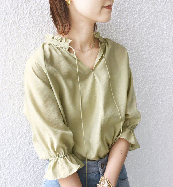 SHIPS for women「〈洗濯機可能〉前後 2WAY フリル リボン シアー ブラウス」|シャツ・ブラウス|