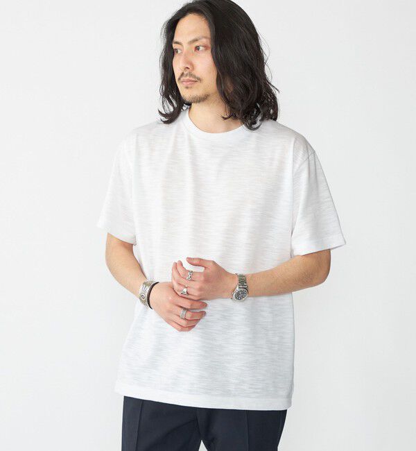 SHIPS「SHIPS: リネン ライク スラブ ショートスリーブ Tシャツ」|Tシャツ・カットソー|ホワイト