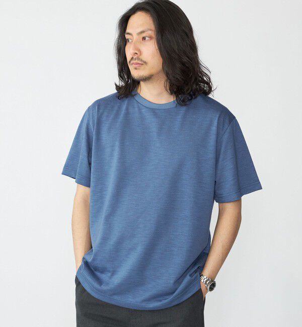 SHIPS「SHIPS: リネン ライク スラブ ショートスリーブ Tシャツ」|Tシャツ・カットソー|ロイヤルブルー