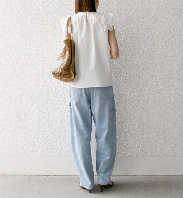 SHIPS any「SHIPS any:〈洗濯機可能〉ミニサッカー フリル スタンドカラー シャツ ブラウス」|シャツ・ブラウス|