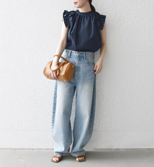 SHIPS any「SHIPS any:〈洗濯機可能〉ミニサッカー フリル スタンドカラー シャツ ブラウス」|シャツ・ブラウス|