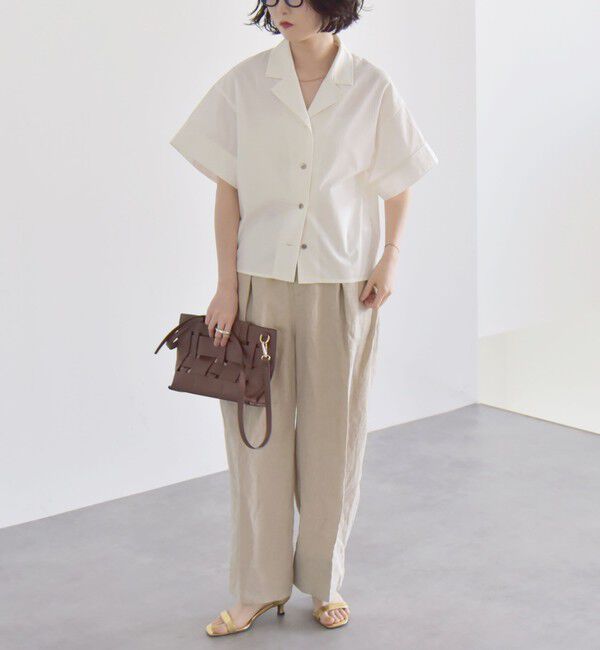 quaranciel「quaranciel:〈洗濯機可能〉ミニサッカー ハーフスリーブ 開襟 シャツ」|シャツ・ブラウス|