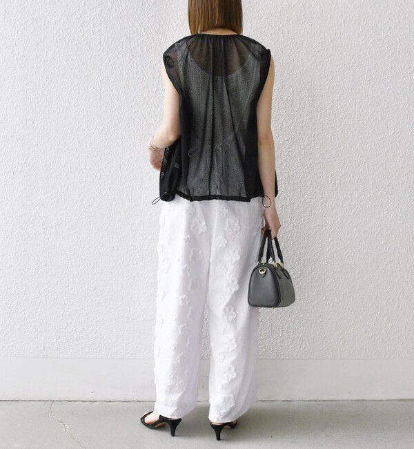 SHIPS any「SHIPS any:〈手洗い可能〉3D フラワー エンブロイダリー ギャザー サロペット」|オールインワン|